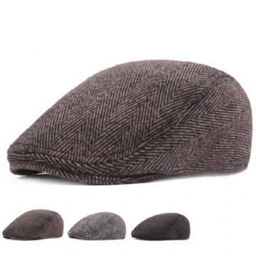 Herringbone Beret Simple Cap Miehille Ja Naisille Syys- Ja Talvihattu Old Miesten -hattu