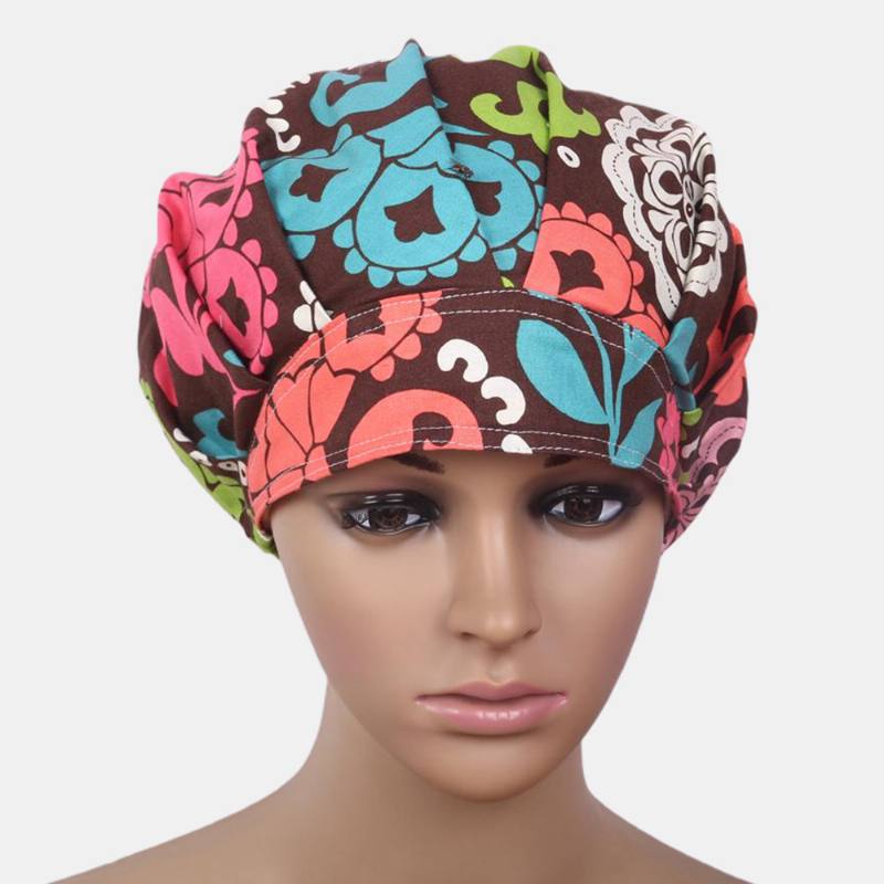 Kirurginen Scrub Hat Cap Bouffant Painatus Theme Kangas Medical