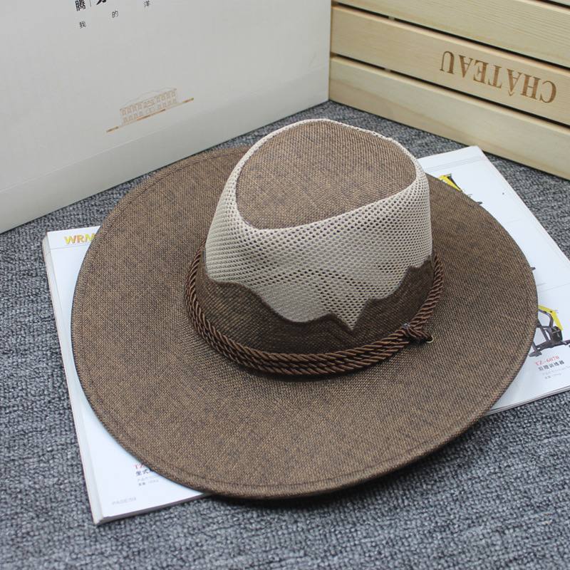 Miehet Naiset Outdoor Mesh Hengittävä Cowboy Hat Travel Sunshade Visiiri Hat