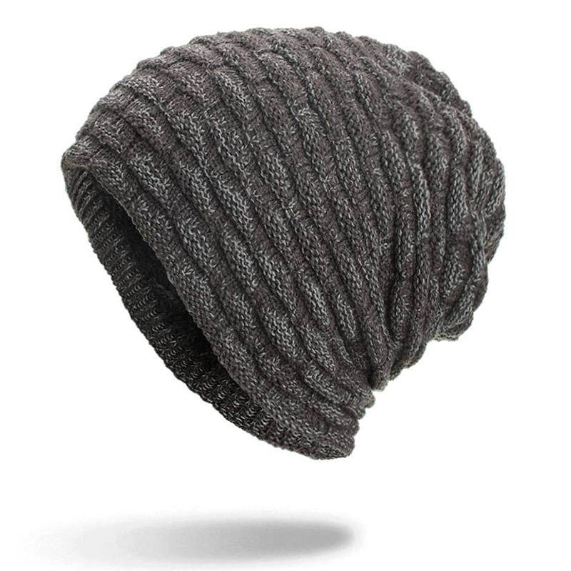 Miehet Naiset Special Stripe Plus Velvet Knitted Hat Pipohatut