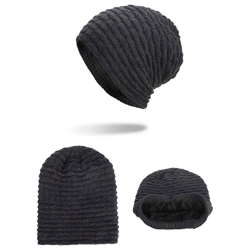 Miehet Naiset Special Stripe Plus Velvet Knitted Hat Pipohatut