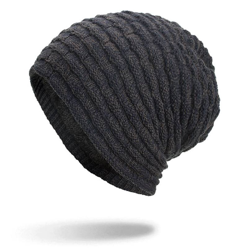 Miehet Naiset Special Stripe Plus Velvet Knitted Hat Pipohatut