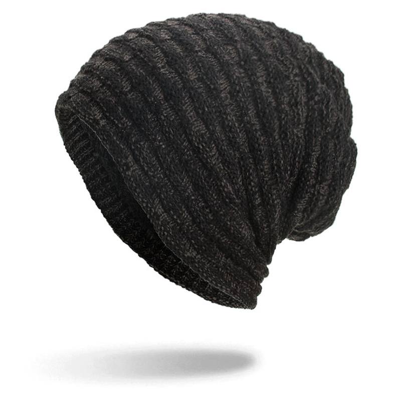 Miehet Naiset Special Stripe Plus Velvet Knitted Hat Pipohatut