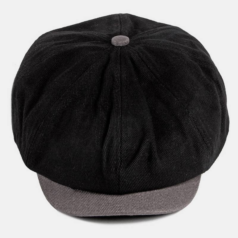 Miehet Puuvilla Brittiläinen Tyyli Street Trend Kontrasti Väri Outdoot Sunvisor Forward Hat Baretti Hattu Kahdeksankulmainen Hattu