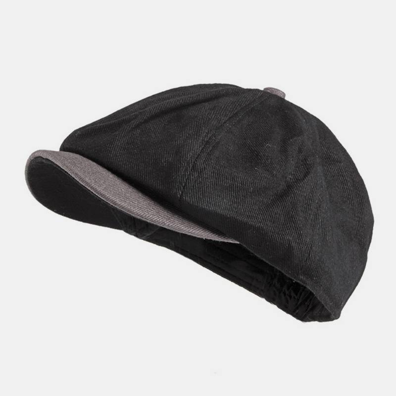 Miehet Puuvilla Brittiläinen Tyyli Street Trend Kontrasti Väri Outdoot Sunvisor Forward Hat Baretti Hattu Kahdeksankulmainen Hattu