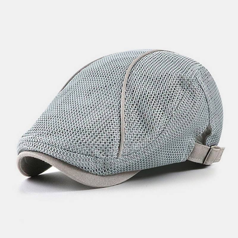 Miesten Dacron Solid Color Mesh Hengittävä Aurinkovoide Beret Flat Cap