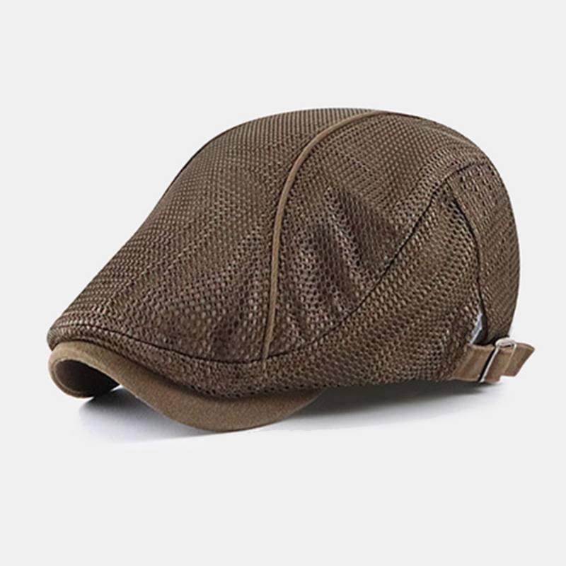 Miesten Dacron Solid Color Mesh Hengittävä Aurinkovoide Beret Flat Cap