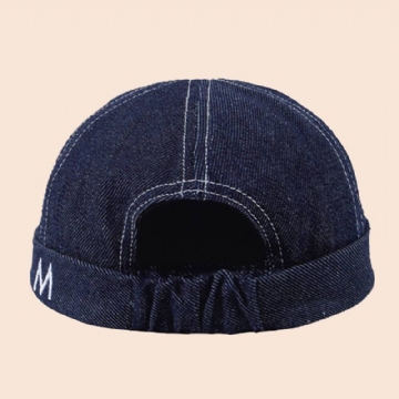 Miesten Denim Dome Kirjonta Landlord Cap Hip Hop Kesä Aurinkovarjo Säädettävä Reunaton Pipo Skull Cap