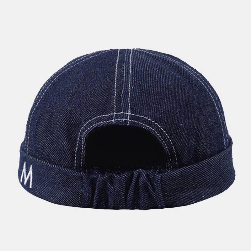 Miesten Denim Dome Kirjonta Landlord Cap Hip Hop Kesä Aurinkovarjo Säädettävä Reunaton Pipo Skull Cap