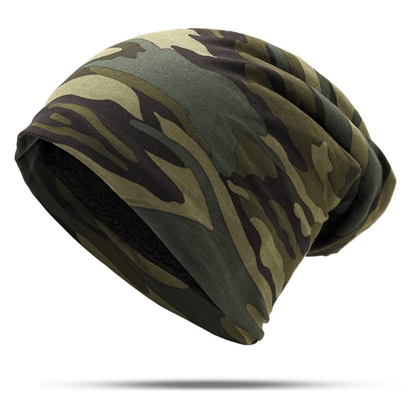 Miesten Naamiointi Talvi Plus Sametti Lämmin Slouchy Beanie Hat Rento Plus Koko Kuulosuojaimet Skull Cap