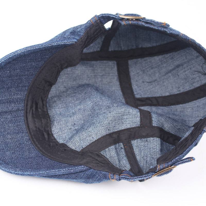 Miesten Naisten Pesty Denim Säädettävä Solid Painter Baret Hat