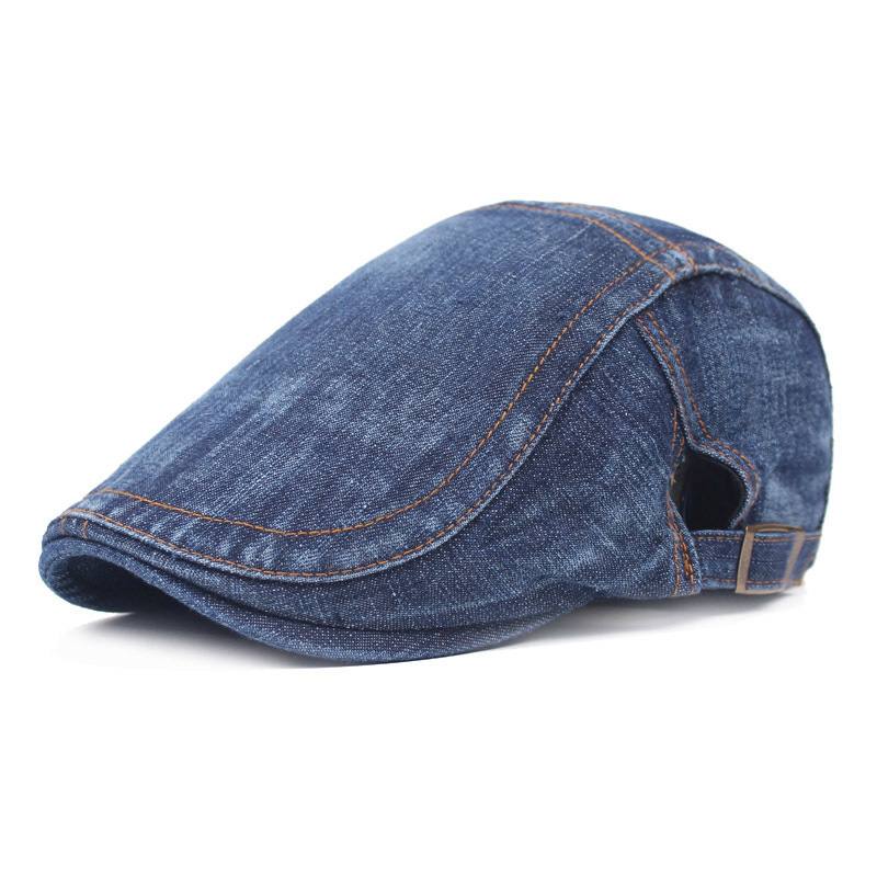 Miesten Naisten Pesty Denim Säädettävä Solid Painter Baret Hat