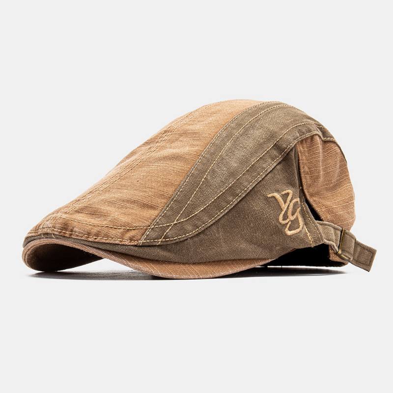 Miesten Patchwork Letter Brodeerattu Säädettävä Rento Forward Cap Flat Cap Beret Cap