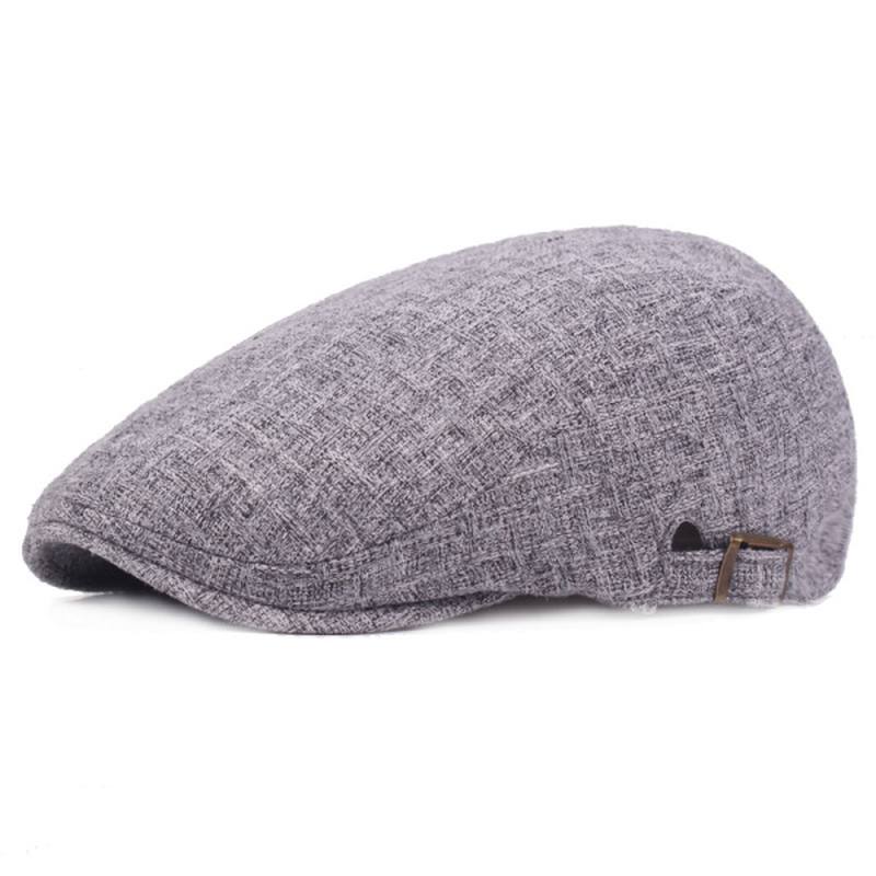 Miesten Pellava Solid Baret Caps Rento Newsboy Forward Hat Gorras