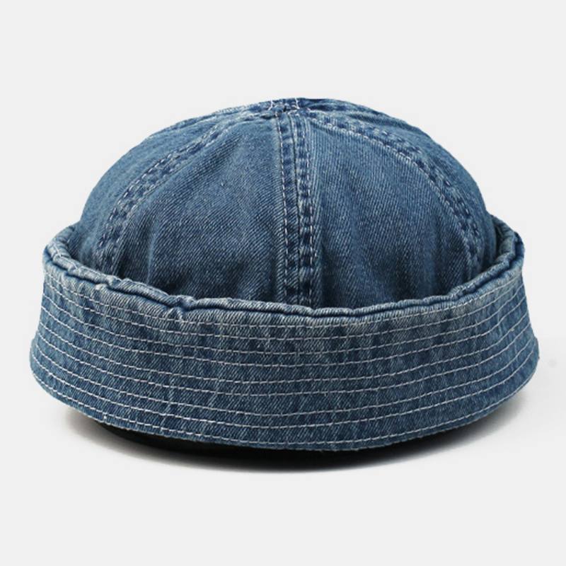 Miesten Pesty Denim Yksivärinen Säädettävä Ulkona Rento Hattu Pipo Landlord Cap Skull Cap