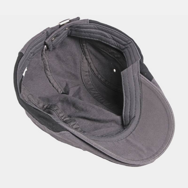 Miesten Puuvilla Patchwork Väri Brittiläinen Ulkoilu Rento All-match Sunvisor Forward Hat Baretti Hattu