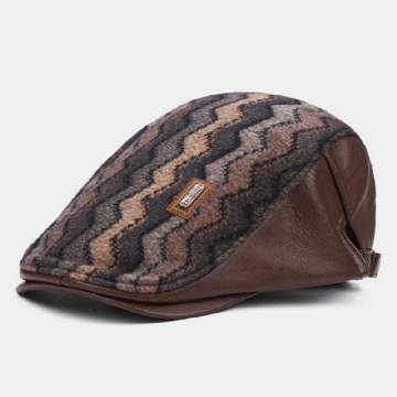 Miesten Retro Rento Outdoor Wave Stripe Pattern Patchwork Baretti Hattu Eteenpäin Hattu