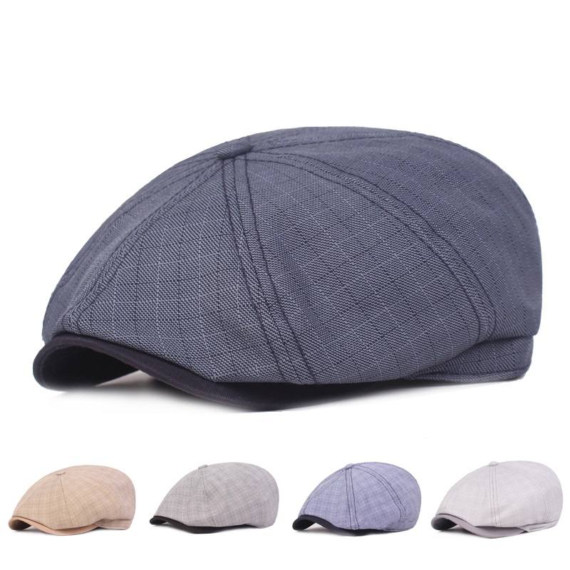 Miesten Visor Pellava Newsboy Baret Caps