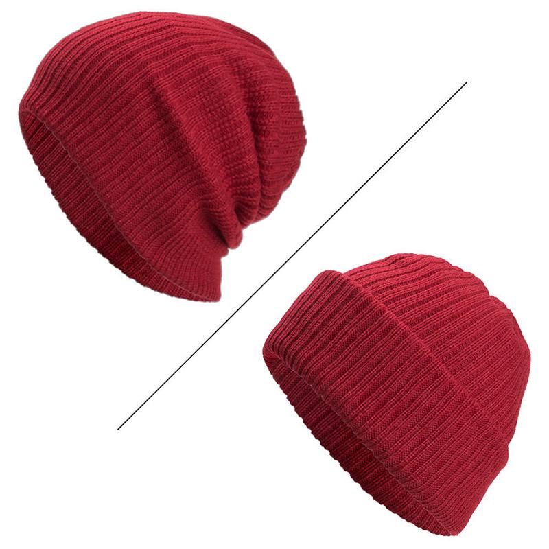 Miesten Winter Thicken Brimless Neulottu Hat Slouch Pipo Caps