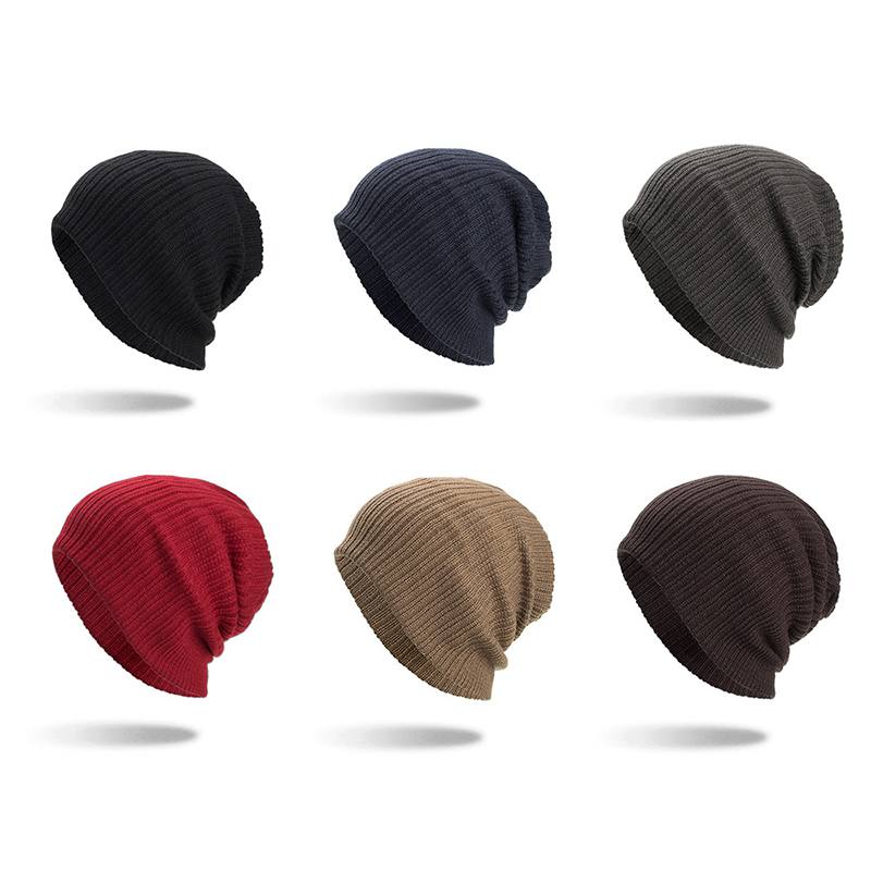 Miesten Winter Thicken Brimless Neulottu Hat Slouch Pipo Caps