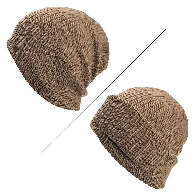 Miesten Winter Thicken Brimless Neulottu Hat Slouch Pipo Caps