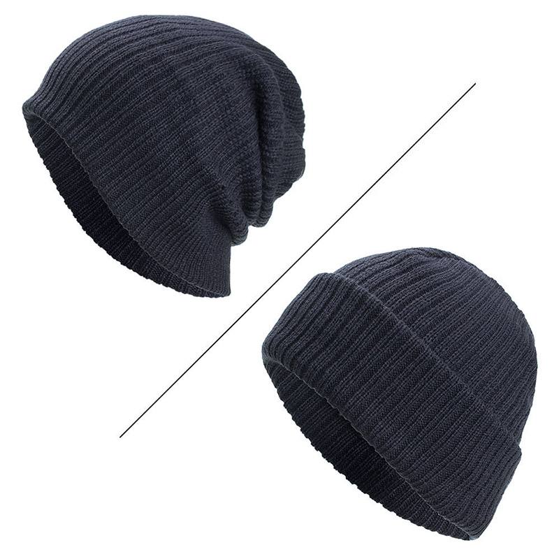 Miesten Winter Thicken Brimless Neulottu Hat Slouch Pipo Caps