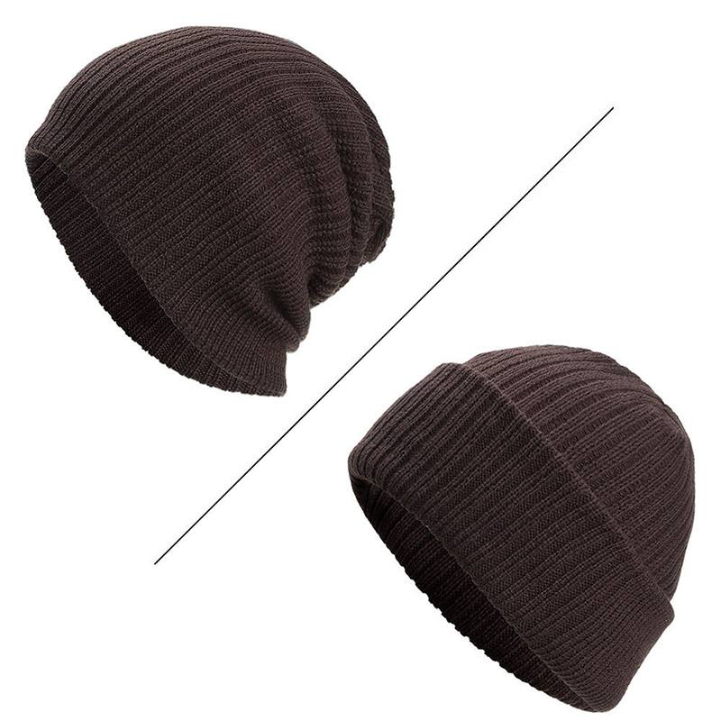 Miesten Winter Thicken Brimless Neulottu Hat Slouch Pipo Caps