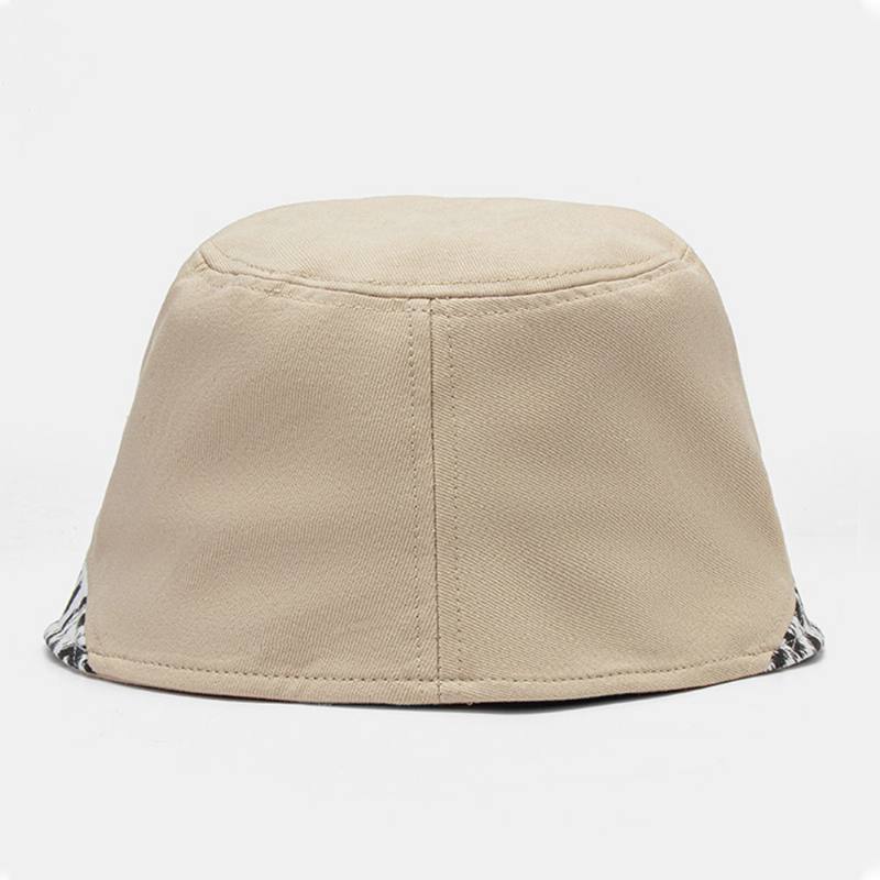 Naisten Patchwork Leopardikuviopainatusti Aurinkohattu Puuvilla Muoti All-match Aurinkovoide Bucket Hat