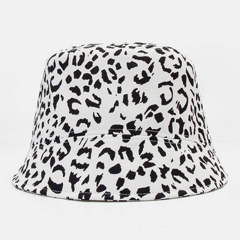 Naisten Patchwork Leopardikuviopainatusti Aurinkohattu Puuvilla Muoti All-match Aurinkovoide Bucket Hat