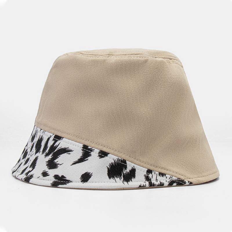 Naisten Patchwork Leopardikuviopainatusti Aurinkohattu Puuvilla Muoti All-match Aurinkovoide Bucket Hat