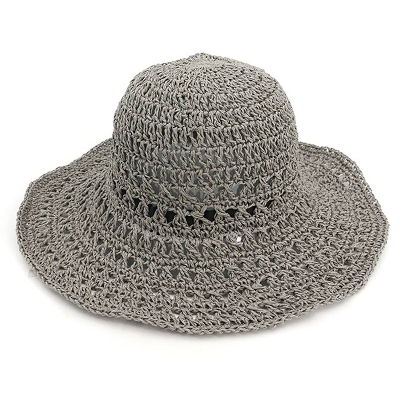 Naisten Summer Hollow Out Bucket Hat Outdoor Dress Beach Taittuva Kudottu Visiiri