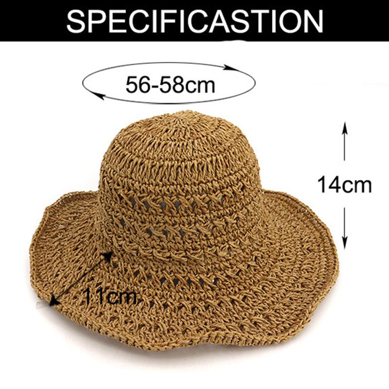 Naisten Summer Hollow Out Bucket Hat Outdoor Dress Beach Taittuva Kudottu Visiiri