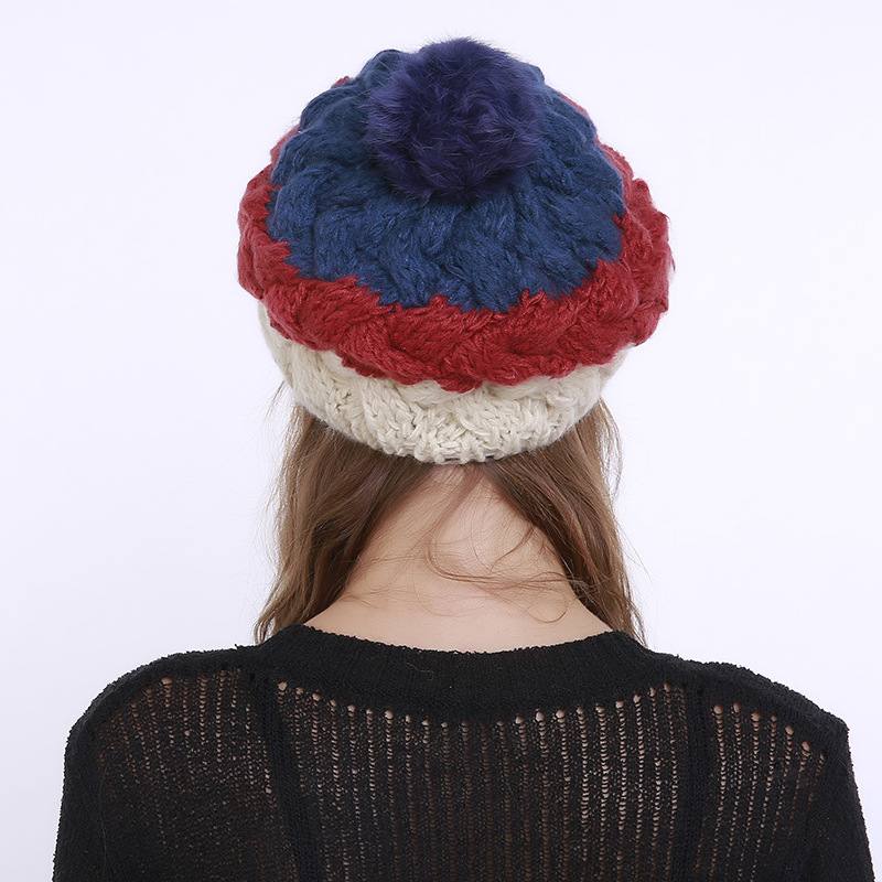 Naisten Vintage Patchwork Knit Hat Kuulosuojaimet Ski Skull Cap