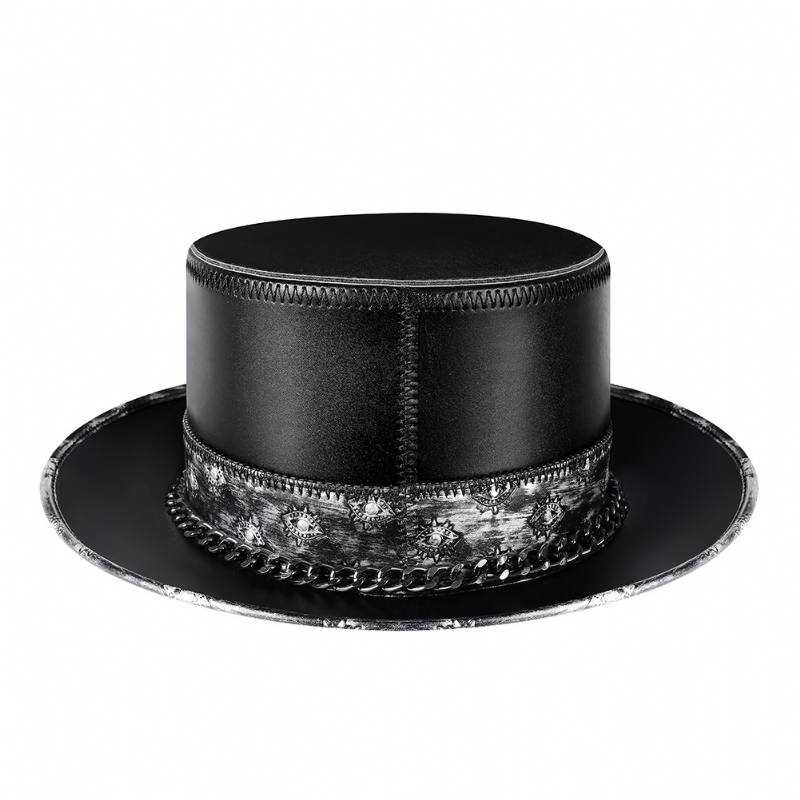 Pu Leather Skull Chain Gentleman Hat