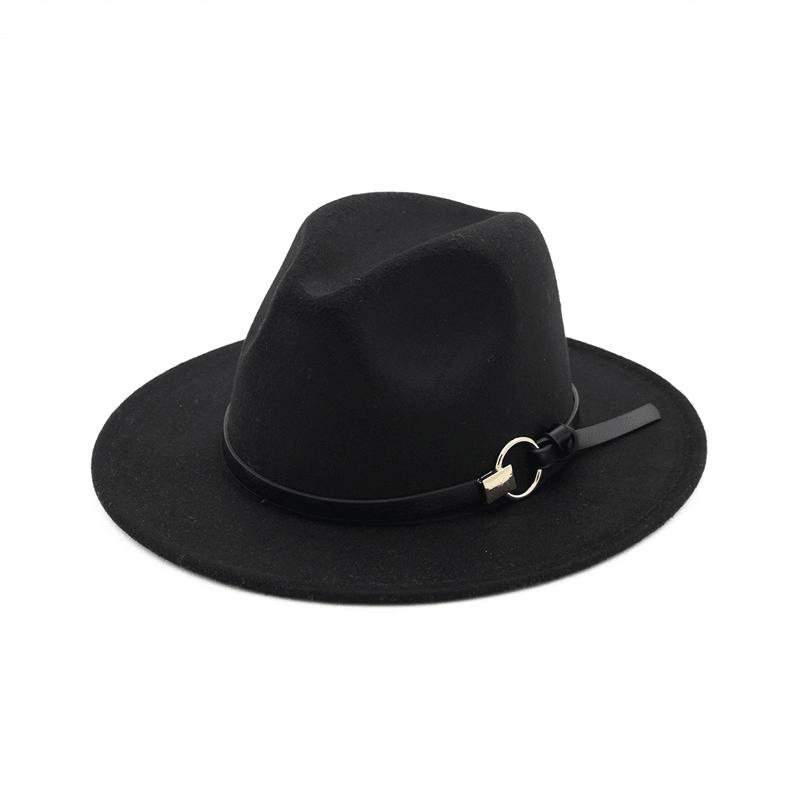 Simple Belt Flat Brim Ja Big Rim All Match Jazz Hat