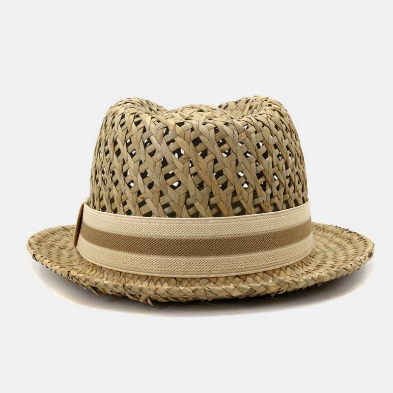 Unisex Aurinkovoide Travel Beach Sun Hat Brittiläinen Tyylikäs Seaside Jazz Hat Olkihattu