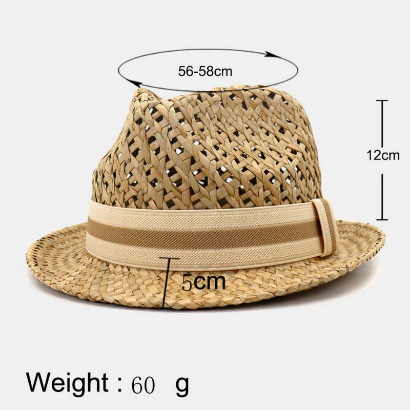 Unisex Aurinkovoide Travel Beach Sun Hat Brittiläinen Tyylikäs Seaside Jazz Hat Olkihattu