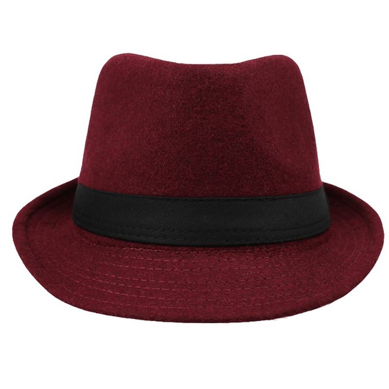 Unisex Jazz Cap Vintage Woolen Bucket Trilby Brim Fedora Panama Hat