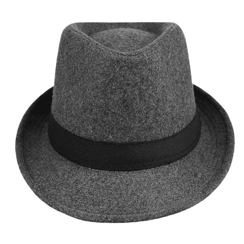 Unisex Jazz Cap Vintage Woolen Bucket Trilby Brim Fedora Panama Hat