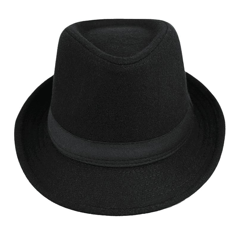 Unisex Jazz Cap Vintage Woolen Bucket Trilby Brim Fedora Panama Hat