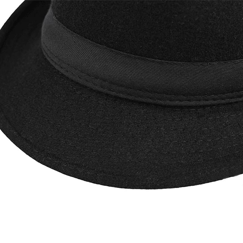 Unisex Jazz Cap Vintage Woolen Bucket Trilby Brim Fedora Panama Hat