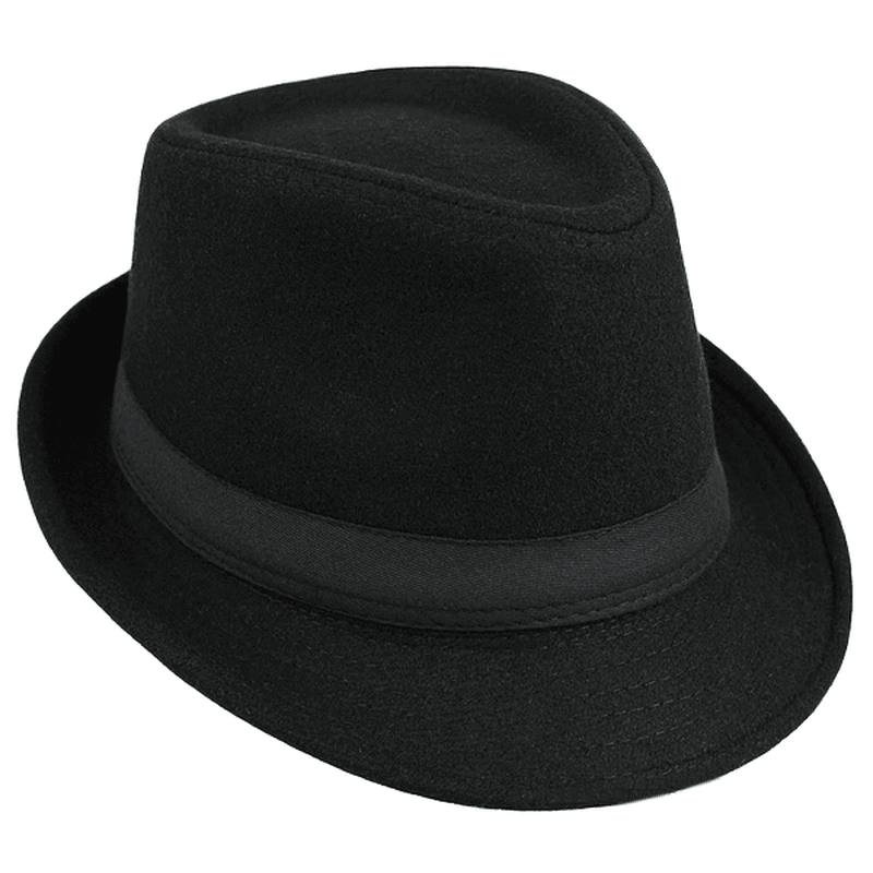 Unisex Jazz Cap Vintage Woolen Bucket Trilby Brim Fedora Panama Hat