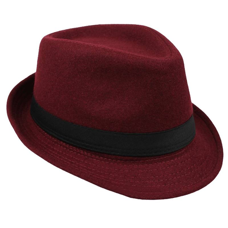 Unisex Jazz Cap Vintage Woolen Bucket Trilby Brim Fedora Panama Hat