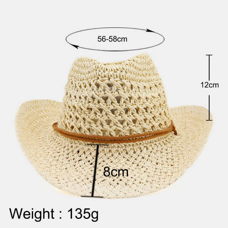 Unisex Käsintehty Aurinkovoide Travel Beach Aurinkohattu Cowboy Style Panama Hat Olkihattu Säädettävällä Narulla