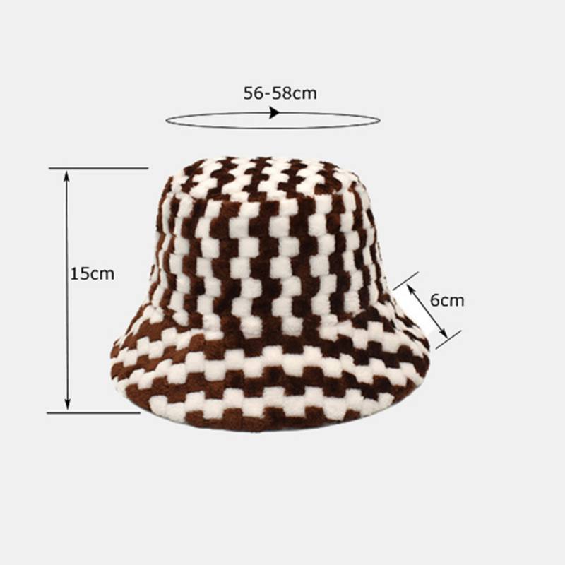 Unisex Lattice Jacquard Pehmo Lämmin Bucket Hat Outdoor Thicken Cool Protection Teko Kanin Turkishattu