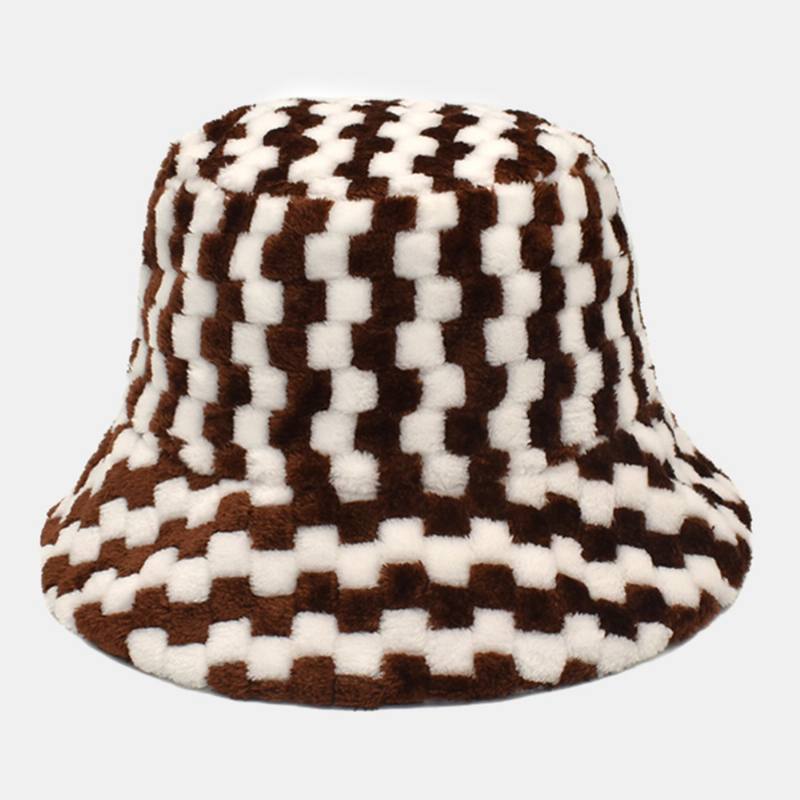 Unisex Lattice Jacquard Pehmo Lämmin Bucket Hat Outdoor Thicken Cool Protection Teko Kanin Turkishattu