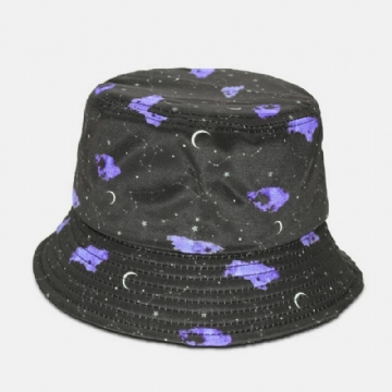 Unisex Moon Starry Sky Painatus Bucket Hat Leveälierinen Ulkokäyttöinen Aurinkosuojahattu