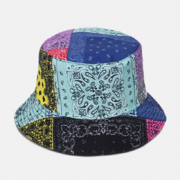 Unisex Overlay Cashew Painatus Bucket Hat Sekavärinen Ommel Rento Aurinkovarjohattu