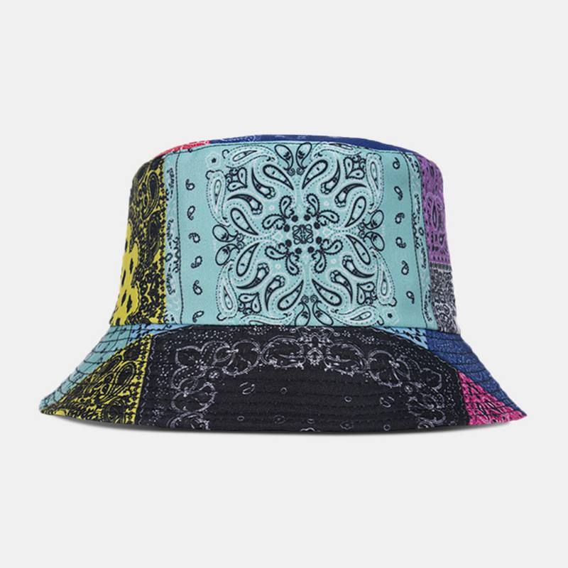 Unisex Overlay Cashew Painatus Bucket Hat Sekavärinen Ommel Rento Aurinkovarjohattu