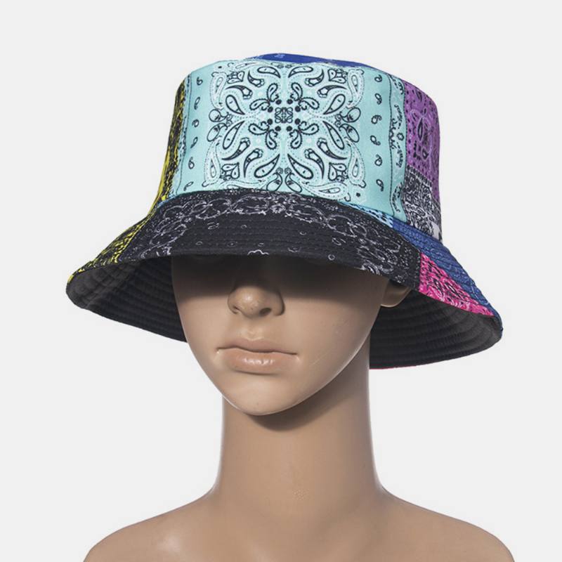 Unisex Overlay Cashew Painatus Bucket Hat Sekavärinen Ommel Rento Aurinkovarjohattu